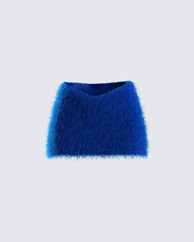 lightweight travel denim skirts -Sierra Blue Fuzzy Skirt