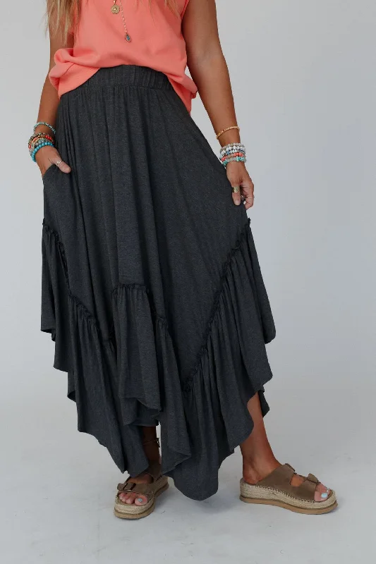 elegant satin pencil skirts -The Nest Forever Beauty Maxi Skirt - Charcoal