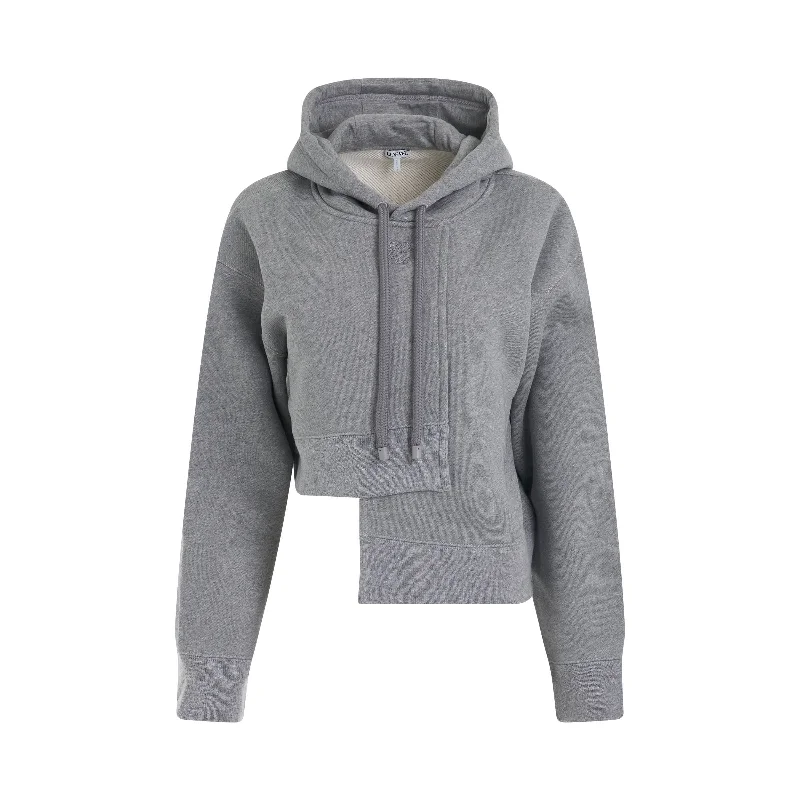 French Terry Hoodie -Asymmetric Hoodie in Lead Grey