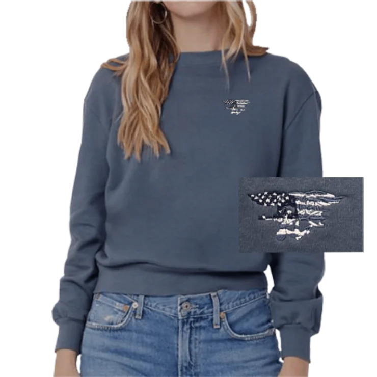 Alien Hoodie -Women's Washed Denim Trident Terry Throwback Pullover