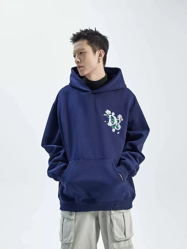 Two-Tone Hoodie -Flowers Stitch Hoodie