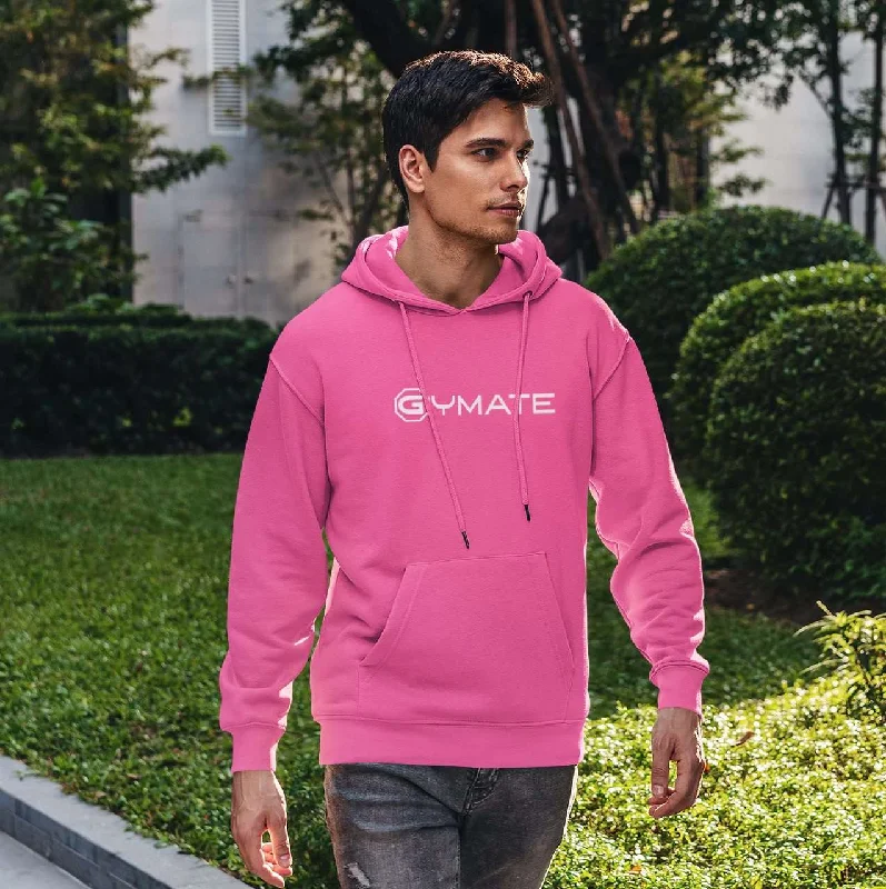 Functional Hoodie -Mens Pink Hoodies Designer Gymate large logo [ctr]