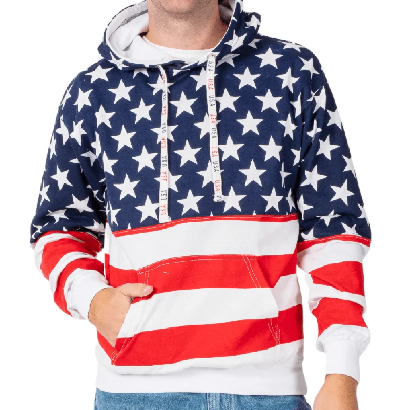 School Hoodie -Unisex Patriotic Stars Navy Hoodie Sweater