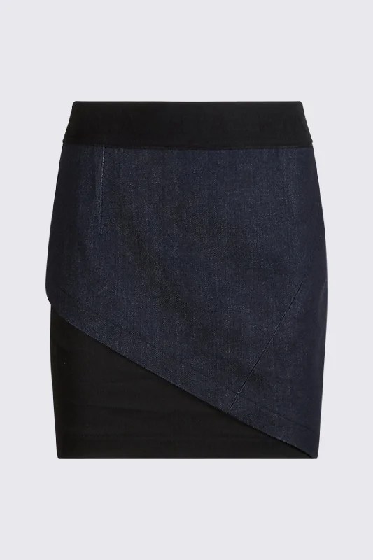 cozy fleece denim skirts -KEREN SKIRT | MIXED RAW DENIM