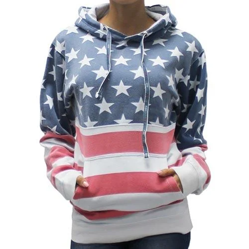 Fashion Hoodie -Unisex Patriotic Stars Hoodie Sweater