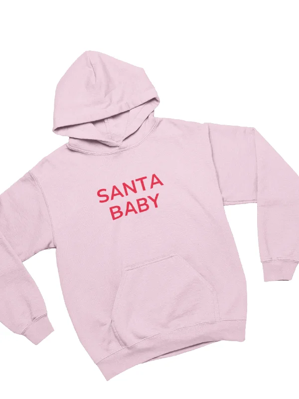 Mohair Hoodie -SANTA BABY HOODIE (glitter) - LYSERØD