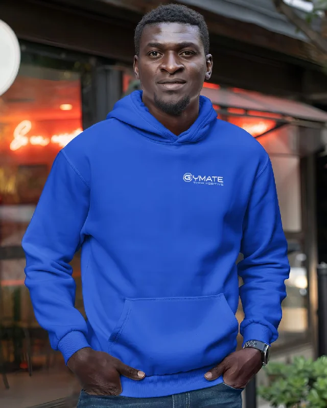 Alpaca Hoodie -Mens Blue Hoodies chest logo 'Think Positive'