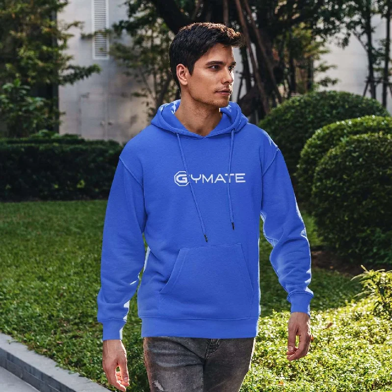 Ice Hoodie -Mens Blue Hoodie Designer Gymate large logo [ctr]