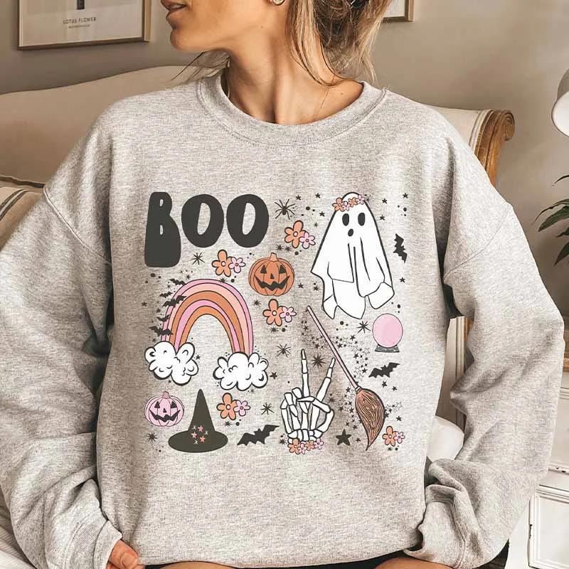 Layering Sweatshirt -Vintage Halloween Boo Sweatshirt