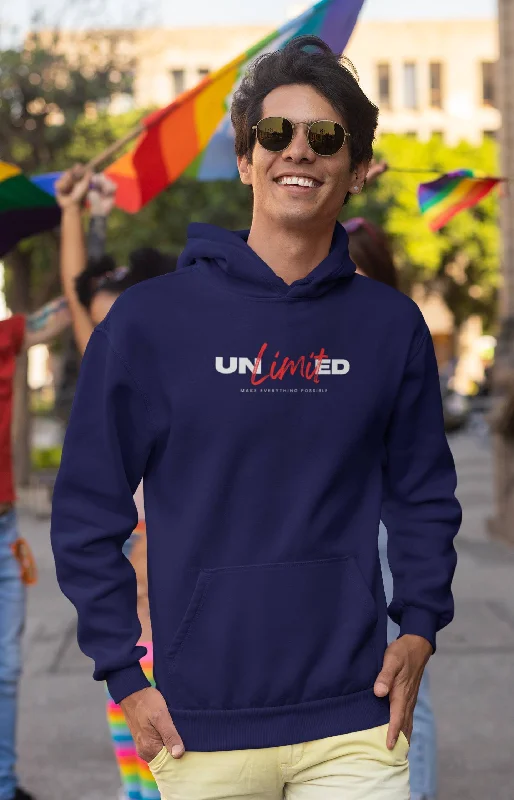 Travel-Friendly Hoodie -Blue Positivity Hoodie – Unlimited Graphic