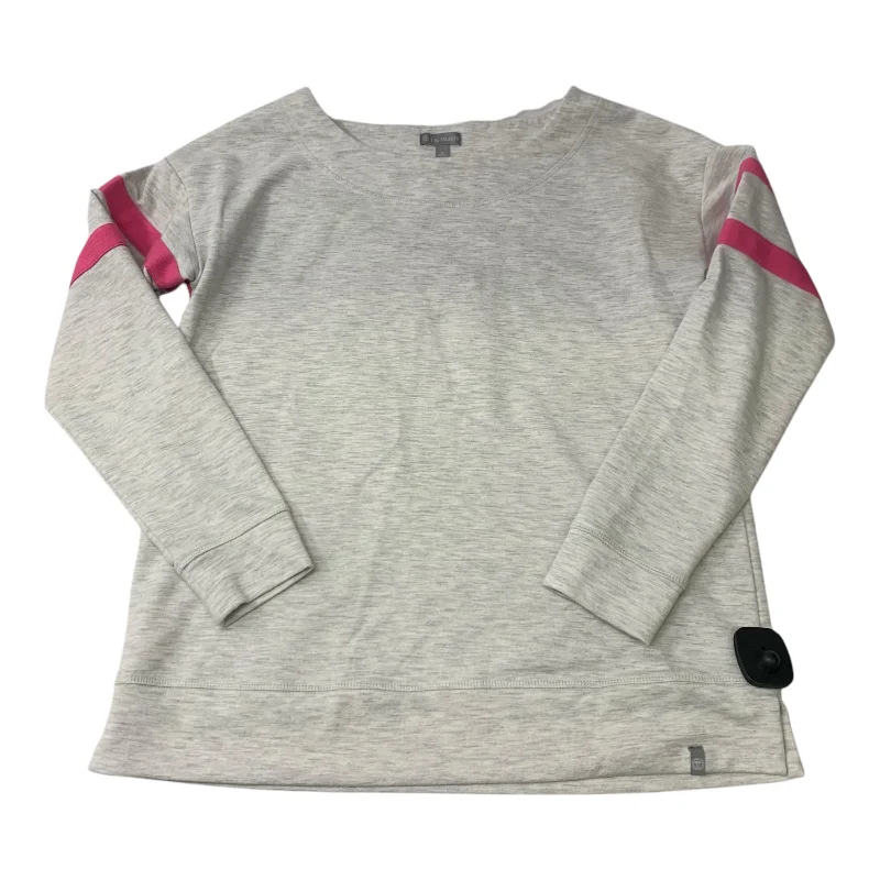 Fitted Sweatshirt -Sweatshirt Crewneck By Talbots In Grey & Pink, Size: S