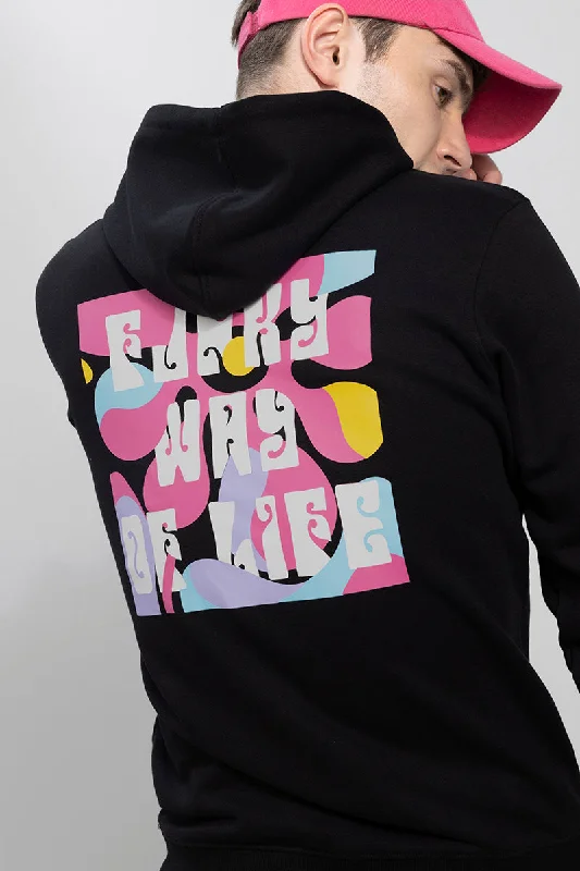 Beaded Hoodie -Funky Way of Life Black Hoodie