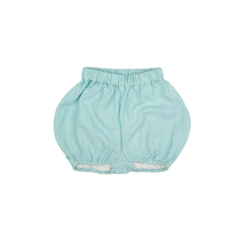 flared chino shorts -Pigeon Organics Plain Muslin Bloomers - Turquoise