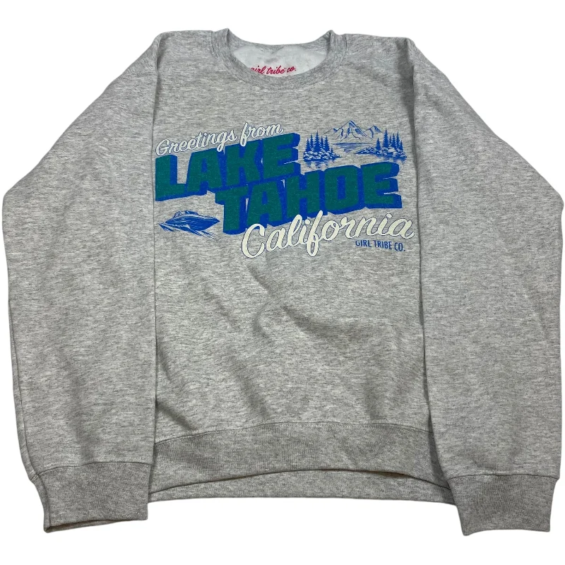 Fun Sweatshirt -Sweatshirt Crewneck By Girl Tribe Co In Grey, Size: S