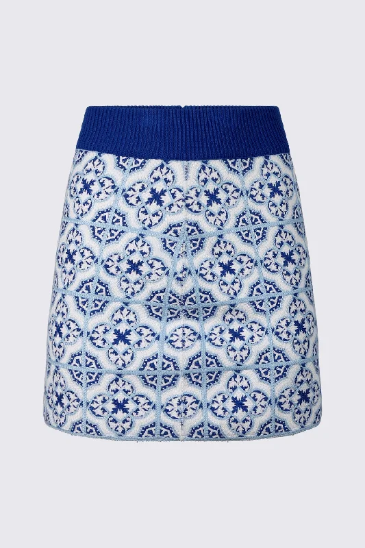 elegant long denim skirts -MATILDE SKIRT | BLUE AZULEJOS