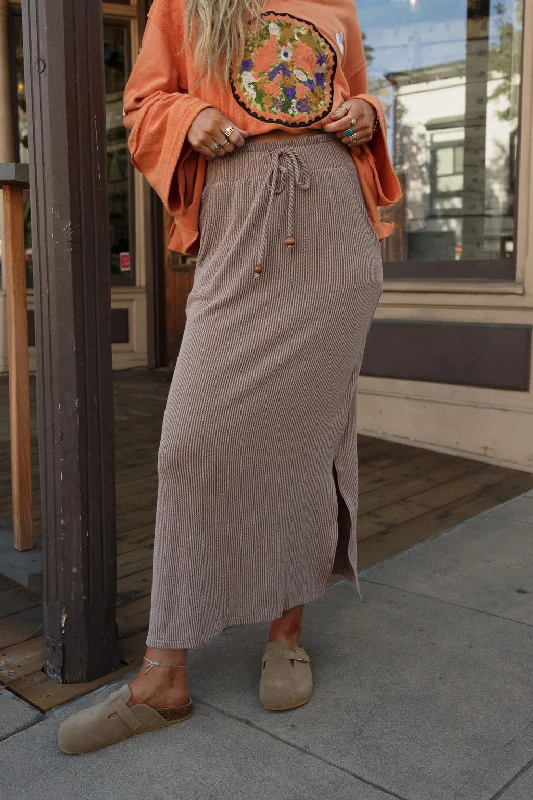 comfy jersey wrap skirts -The Nest Desert Rose Maxi Skirt - Acorn