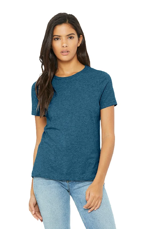 cozy pattern t-shirts -Bella + Canvas Womens CVC Short Sleeve Crewneck T-Shirt - Heather Deep Teal Blue