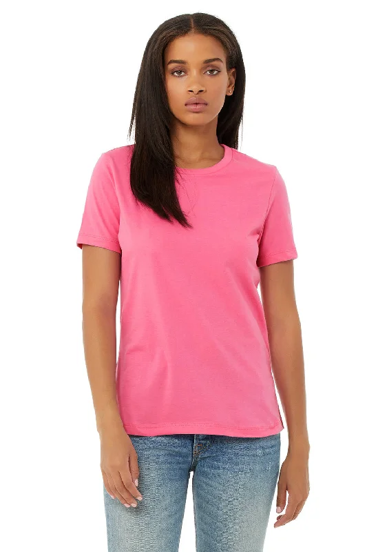 cozy design t-shirts -Bella + Canvas Womens Relaxed Jersey Short Sleeve Crewneck T-Shirt - Charity Pink