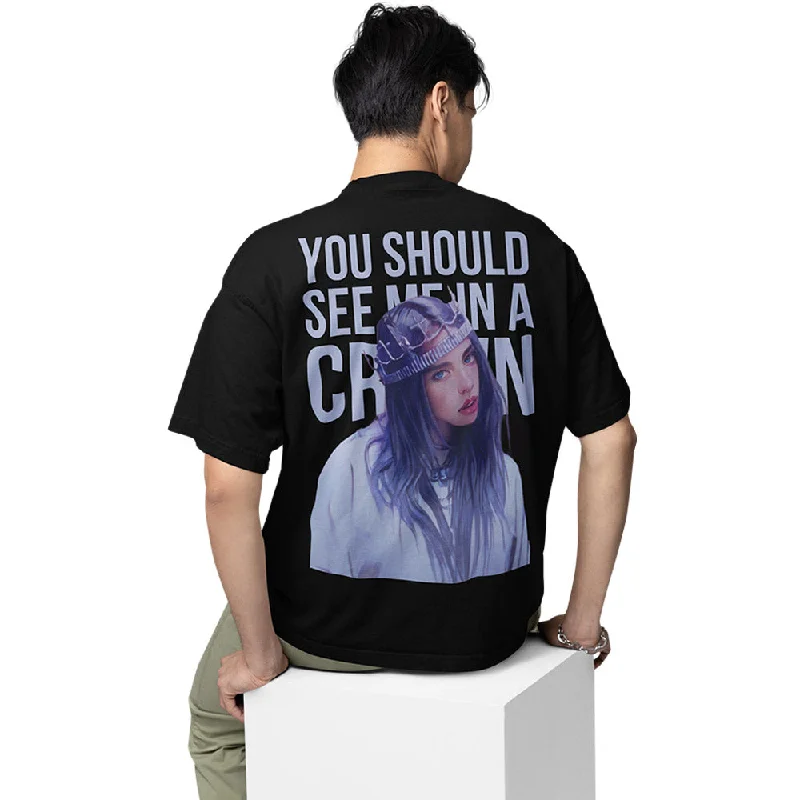 cartoon art t-shirts -Billie Eilish Oversized T shirt - You Should See Me In A Crown