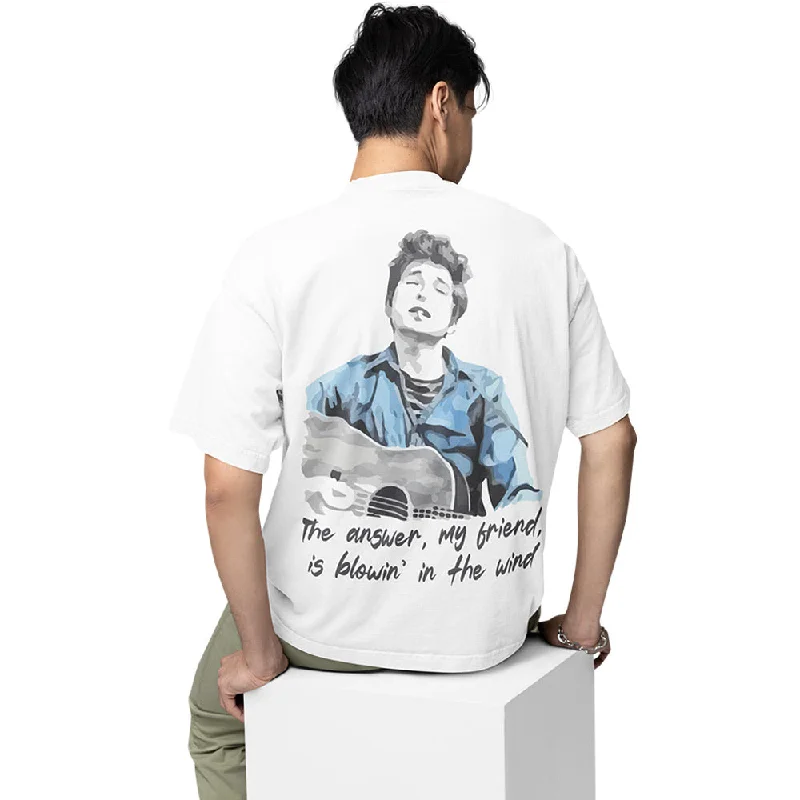 adventure slogan t-shirts -Bob Dylan Oversized T shirt - Blowin' In The Wind