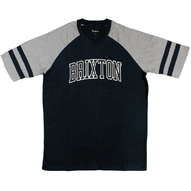 cartoon style t-shirts -Brixton Victor T-Shirt Grey Navy