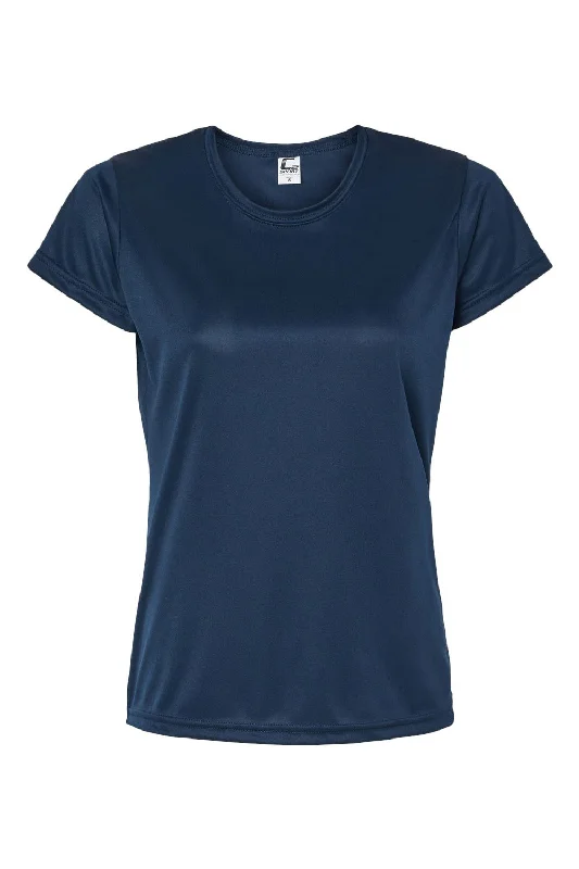 surf graphic t-shirts -C2 Sport Womens Performance Moisture Wicking Short Sleeve Crewneck T-Shirt - Navy Blue