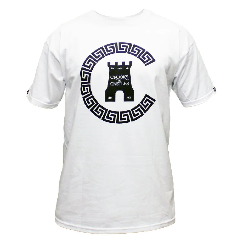 holiday slogan t-shirts -Crooks & Castles Greco Chain C T-shirt White