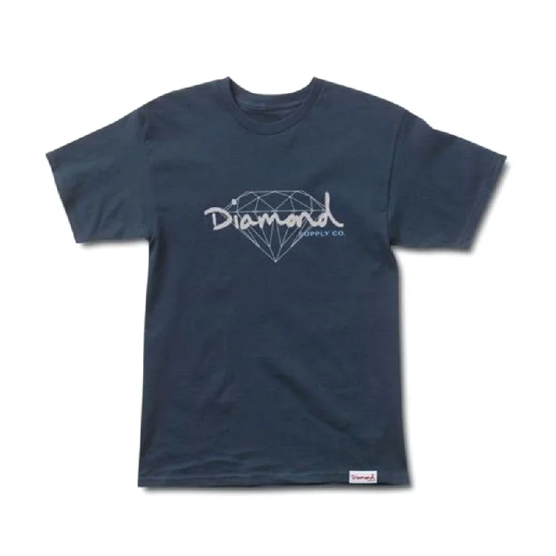 rock art t-shirts -Diamond Supply Co Brilliant Script T-shirt Navy