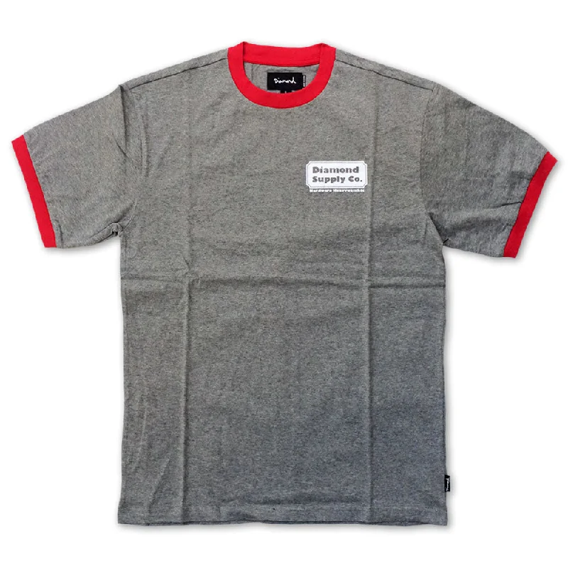 custom pet t-shirts -Diamond Supply Co Heavyweights Ringer T-shirt Grey