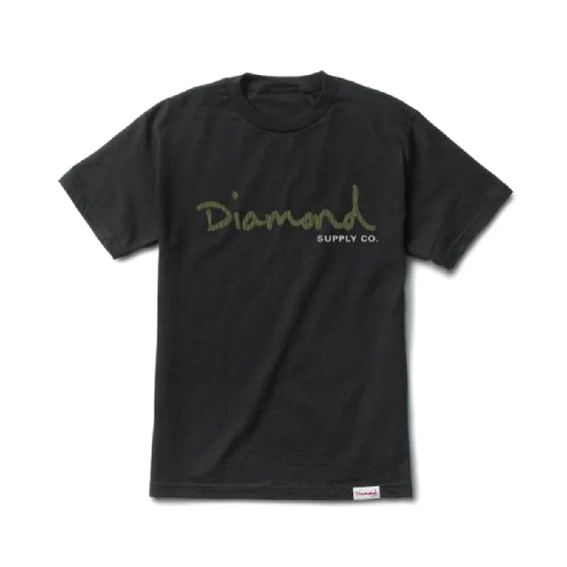 adventure t-shirts outdoors -Diamond Supply Co OG Script T-shirt Black Green