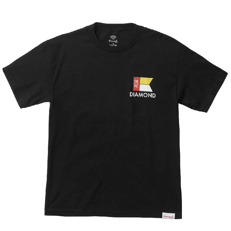 rainbow print t-shirts -Diamond Supply Co Yacht Flag T-shirt Black