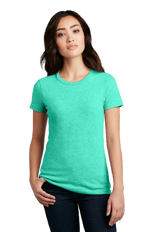 distressed floral t-shirts -District Womens Perfect Blend Short Sleeve Crewneck T-Shirt - Heather Aqua Green