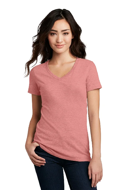 cozy design t-shirts -District Womens Perfect Blend Short Sleeve V-Neck T-Shirt - Blush Pink Frost