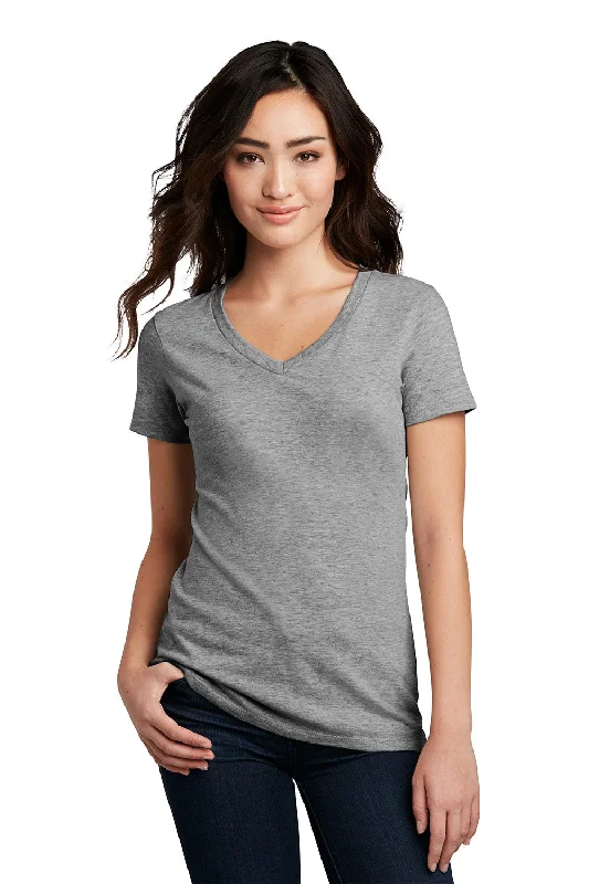 nurse design t-shirts -District Womens Perfect Blend Short Sleeve V-Neck T-Shirt - Grey Frost