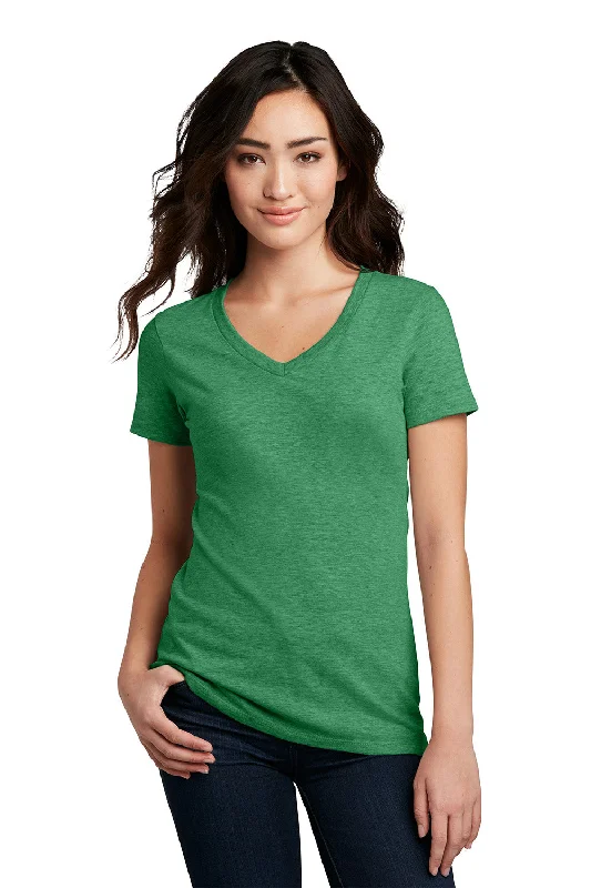 funny art t-shirts -District Womens Perfect Blend Short Sleeve V-Neck T-Shirt - Heather Kelly Green