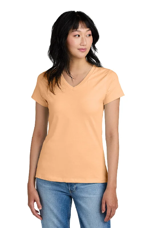 pastel slogan t-shirts -District Womens Perfect Weight Short Sleeve V-Neck T-Shirt - Apricot Orange