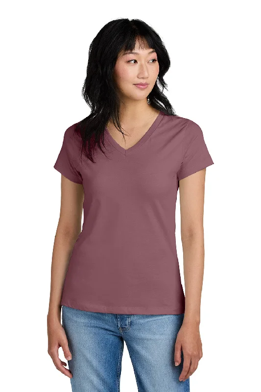 retro print t-shirts -District Womens Perfect Weight Short Sleeve V-Neck T-Shirt - Orchid Haze