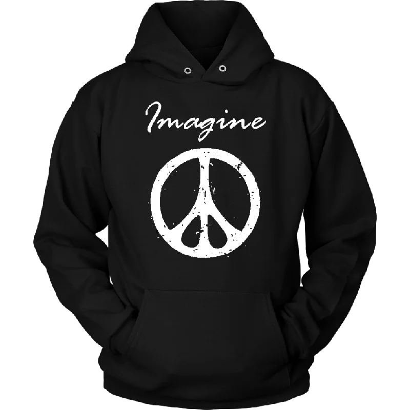 rainbow abstract t-shirts -IMAGINE PEACE Unisex Hoodie Sweatshirt