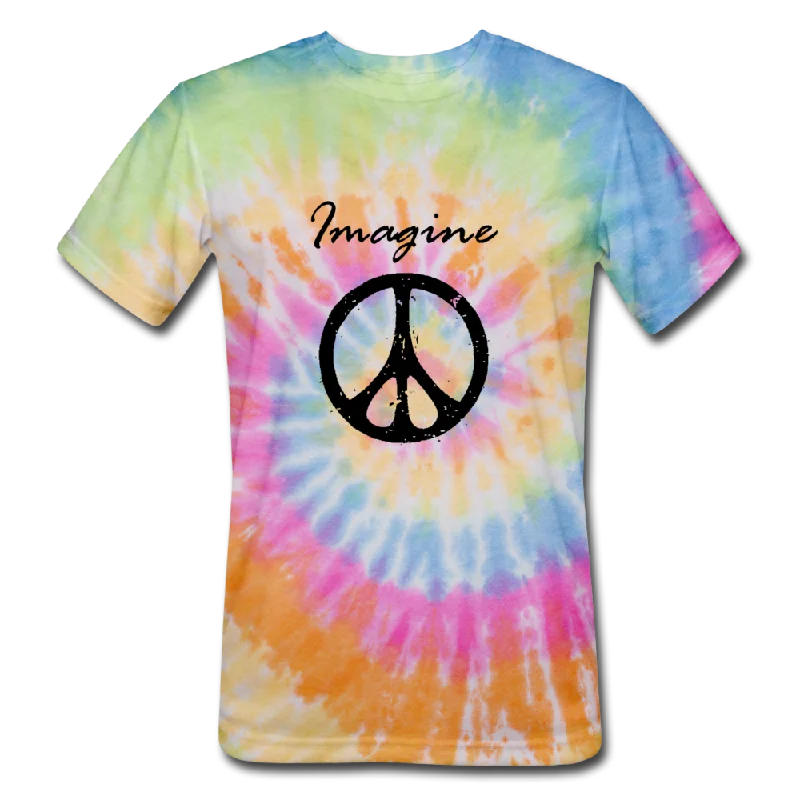 funny pattern t-shirts -IMAGINE PEACE Unisex Tie Dye T-Shirt, Peace Sign