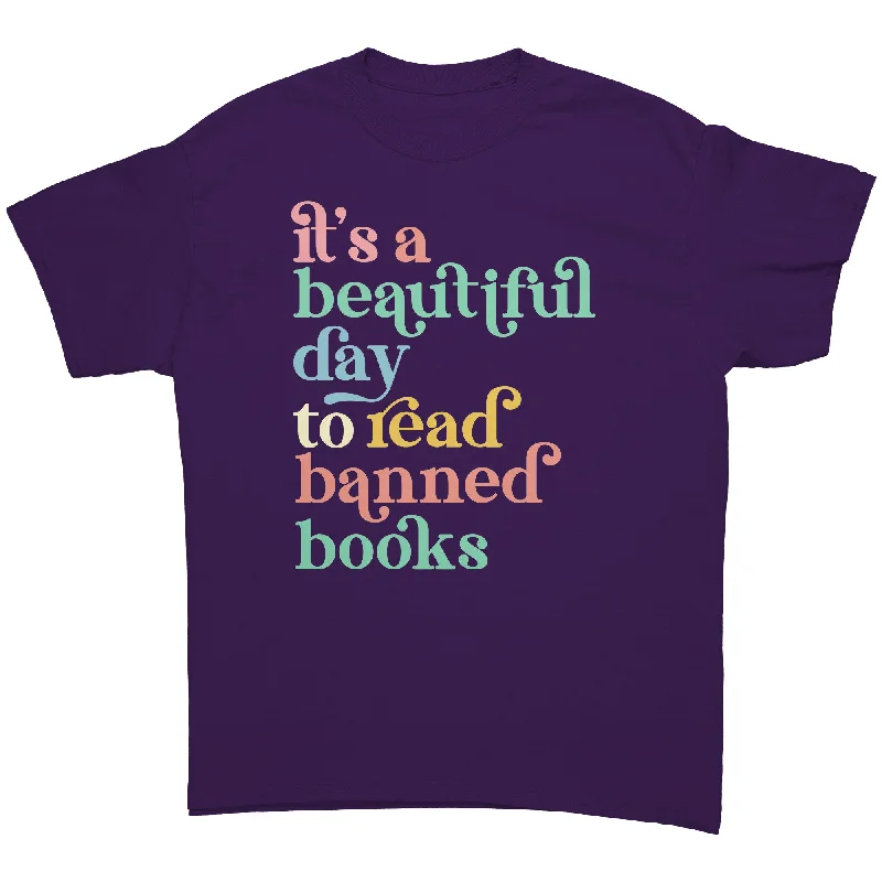 abstract art t-shirts -It's a Beautiful Day to Read BANNED BOOKS Unisex T-Shirt