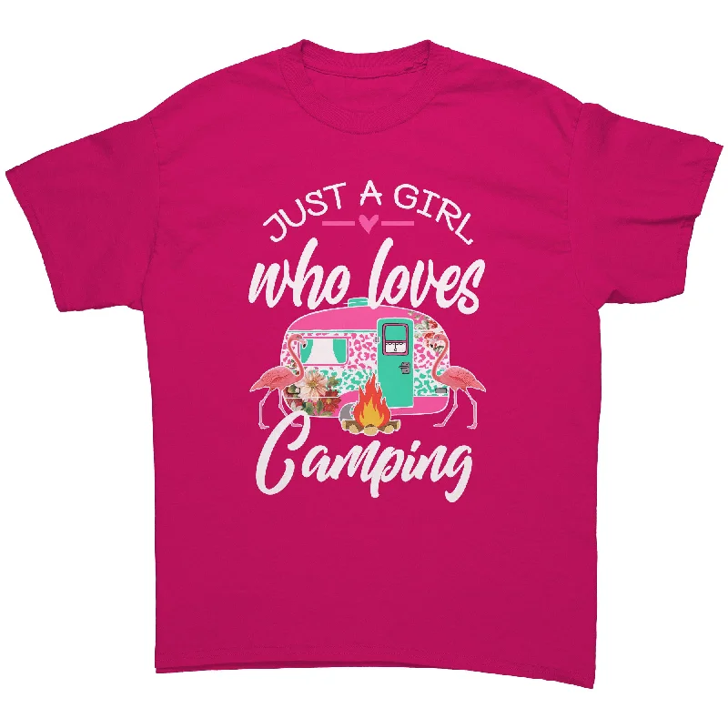 animal geometric t-shirts -Just a Girl Who Loves CAMPING Unisex T-Shirt