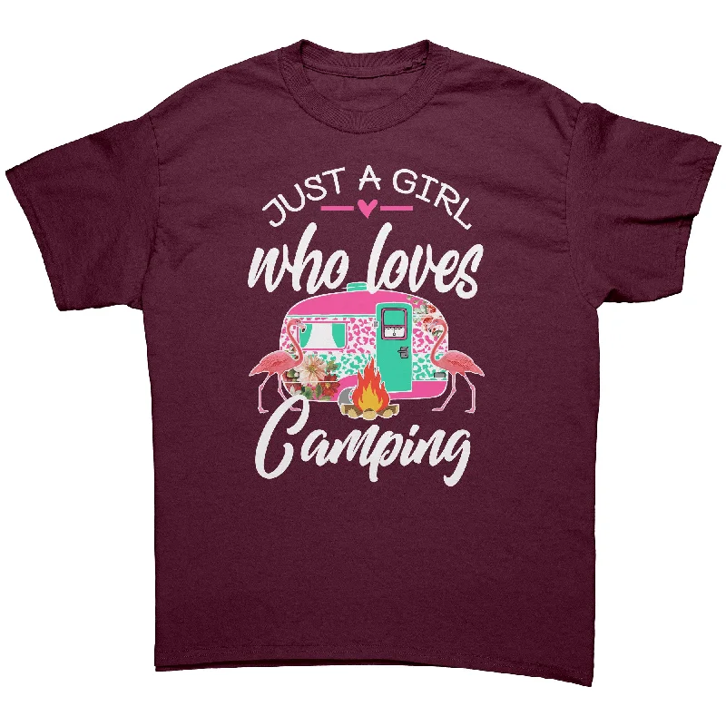 sci-fi stripe t-shirts -Just a Girl Who Loves Camping Unisex T-Shirt