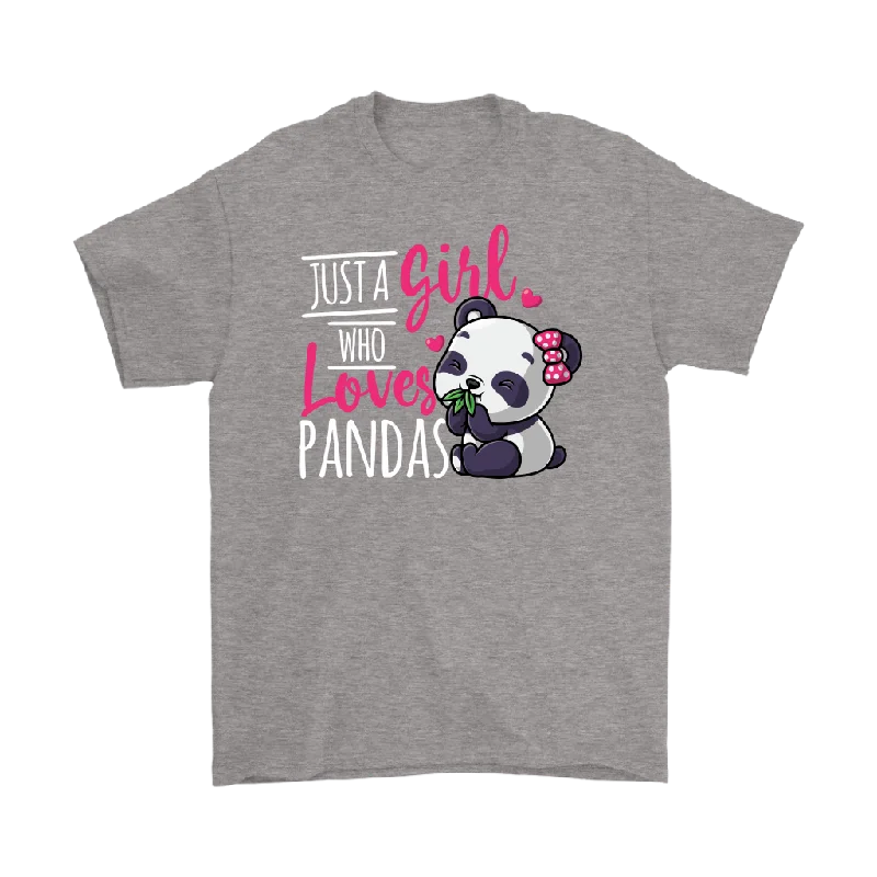 neon slogan t-shirts -Just a Girl Who Loves Pandas Unisex T-Shirt