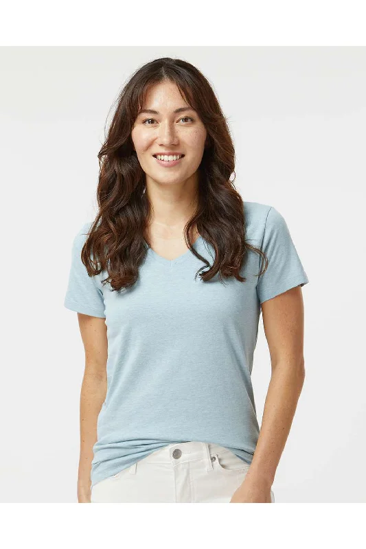 custom family t-shirts -Kastlfel Womens Recycled Soft Short Sleeve V-Neck T-Shirt - Ice Blue