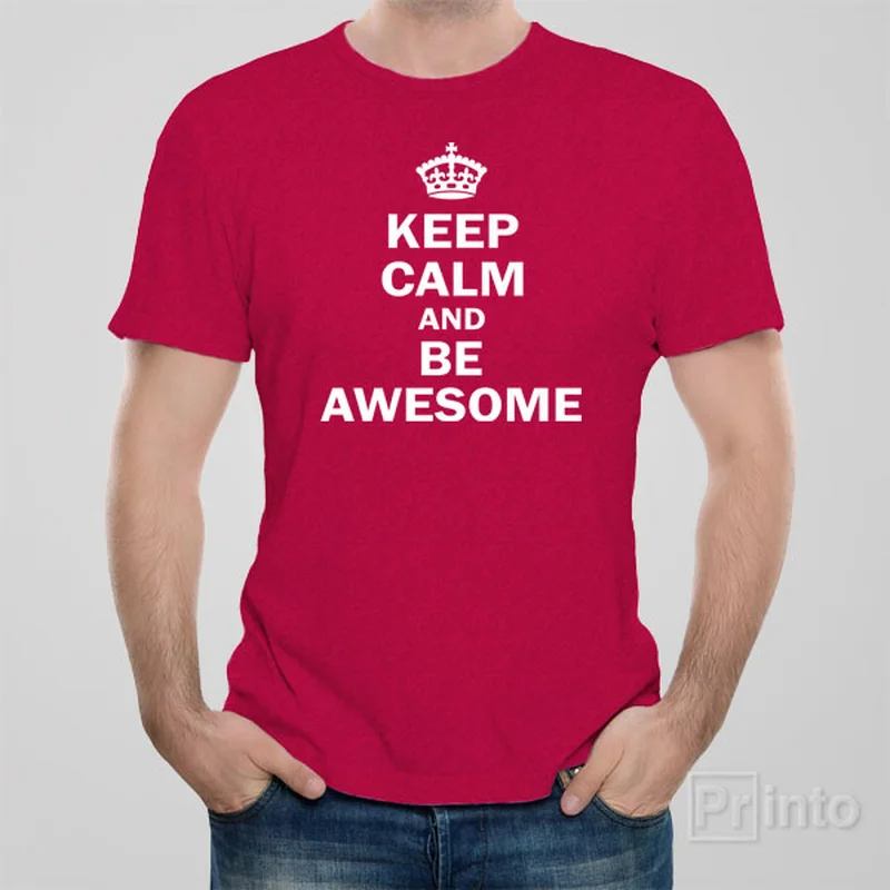 distressed print t-shirts -Keep calm and be awesome - T-shirt