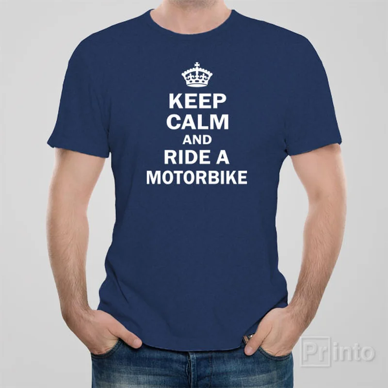 cartoon stripe t-shirts -Keep calm and ride motorbike - T-shirt