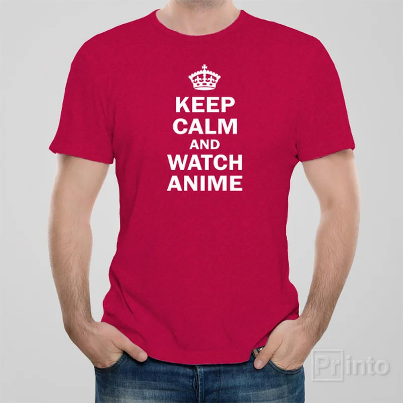 cozy graphic t-shirts -Keep calm and watch anime - T-shirt