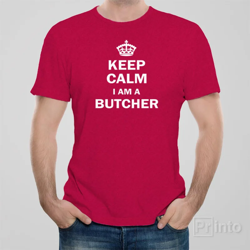 pastel print t-shirts -Keep calm. I am a butcher - T-shirt