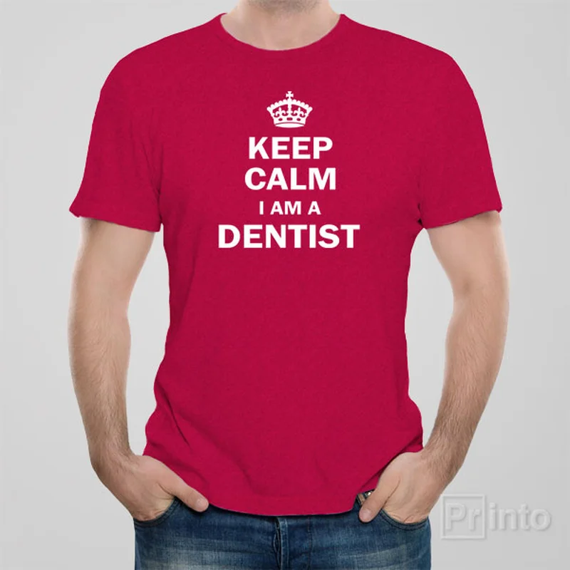 vintage print t-shirts -Keep calm. I am a dentist T-shirt