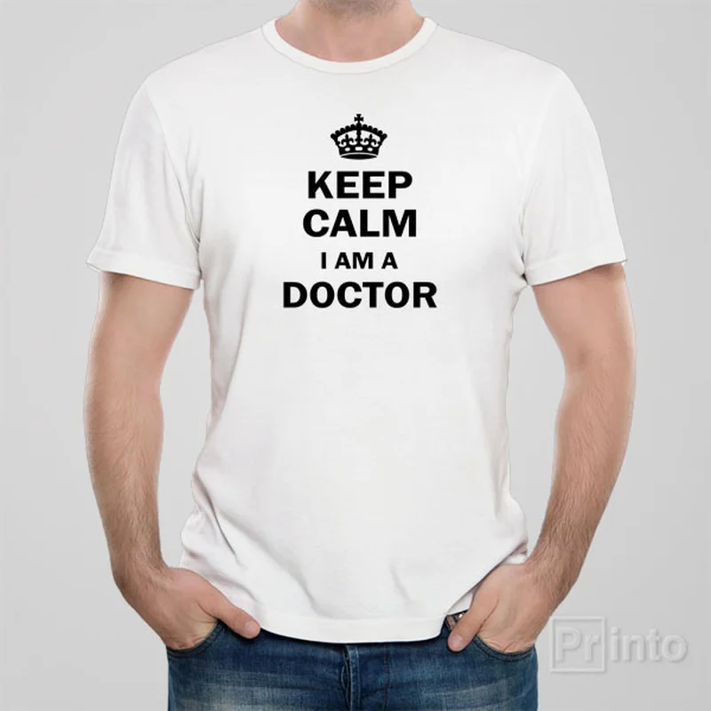 distressed graphic t-shirts -Keep calm. I am a doctor T-shirt